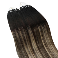 Extensions de cheveux à micro-anneaux, 100% cheveux humains naturels, 12-30 pouces, extensions de cheveux lisses avec mèches pour femmes