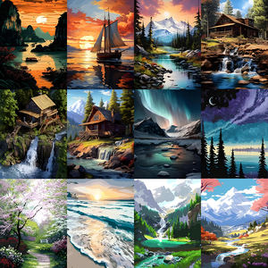 Nouveau produit lancé 5D bricolage peinture numérique par numéros paysage motif mur Art décoration <span class=keywords><strong>de</strong></span> la maison artisanat Kit - Product Image 2