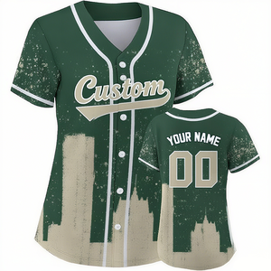 Maillot de baseball avec boutons sur le devant et couture moderne Maillot de rue tendance Style uniforme de baseball - Product Image 1