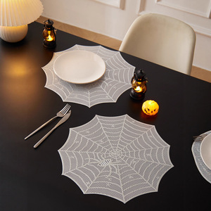 Halloween <b>Spider</b> Web Placemat Round Hollow Out Heat Insulation Mat For Party Table Decorations - Product Image 4
