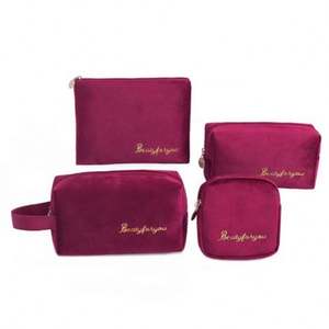 Wholesale Private Label Travel Casual <b>Velvet</b> Flannel Material <b>Make</b> <b>up</b> <b>Bag</b> Packable Cosmetic <b>Bag</b> for Women Organizer - Product Image 5