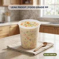 Contenants à soupe en plastique de 32 oz en gros, avec couvercle, résistants aux chocs, durables, sans BPA, adaptés au congélateur, compatibles micro-ondes, biodégradables