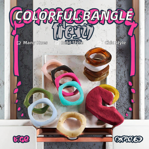 Bracelets en résine acrylique carrée de 2 cm de large, couleurs irrégulières, gros, pour femmes, bracelets tendance, par HF CRAFTS - Product Image 2