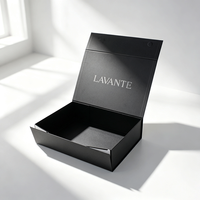 Boîte rigide pliante de luxe noire personnalisée avec marquage à chaud or, finition mate, emballage de produit haut de gamme