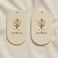 Etiquetas de Papel Ovaladas con Corte Personalizado, Laminadas con Película, Impresión Digital, Etiquetas con Logotipo Floral para Eventos, Embalaje de Regalos, Uso en Ropa