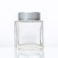 Bouteille en verre cristal transparente carrée réutilisable, petit pot de stockage pour le miel