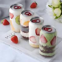 Bouteilles de boissons en plastique transparent personnalisables PET 330 ml/200 ml/250 ml/500 ml, bouteilles à dessert, qualité alimentaire et canettes à languette.