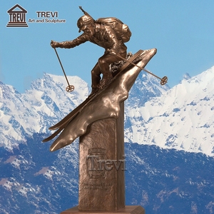 Statuetta di sciatore in bronzo scultura in metallo uomo sportivo personalizzato moderno - Product Image 3