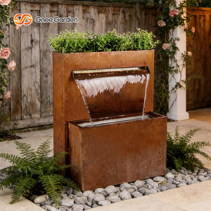 Fontaine d'eau en métal rectangulaire Gnee Garden pour extérieur, finition naturelle, autoportante, décoration de jardin - Product Image 3