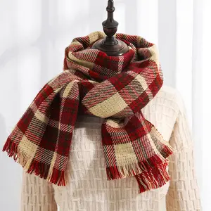 高品质因果冬季保暖柔软光滑标签标志定制女式羊绒围巾