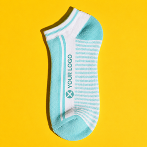 Chaussettes basses de performance pour femmes avec motif rayé et personnalisation du logo - Product Image 1