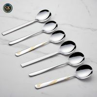 Grande cuillère ronde en acier inoxydable, cuillère à soupe, ensemble de couverts avec poignée personnalisable pour les cuisines d'hôtel