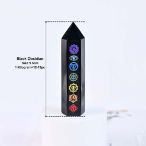 Nova Chegada: Torre de Obsidiana Natural Polida com 7 Pontas de Cristal para Cura Energética e Tendências de Bem-Estar - Product Image 3