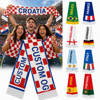Écharpe en satin personnalisée avec logo et slogan, tricot jacquard, pompon délicat, pour club de fans de basketball et de football, Croatie