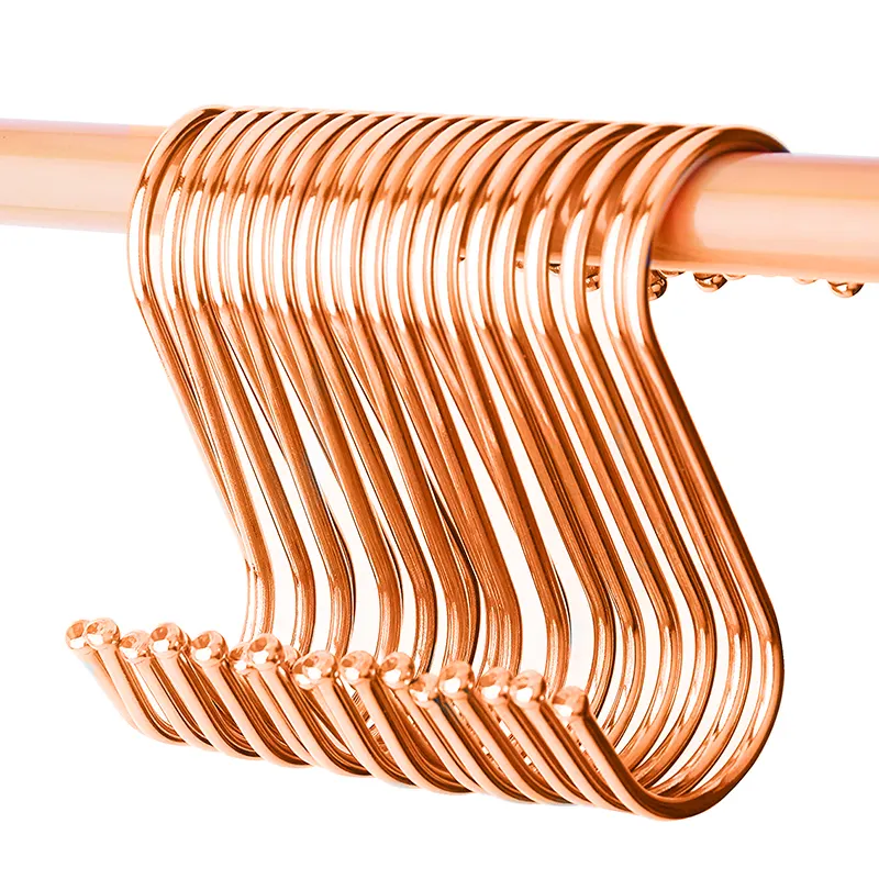 Ganchos de metal rosa dourado resistente, ganchos multiuso em forma de gancho para pendurar roupas