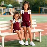 Ensemble 2 pièces de cheerleading pour filles en fibre de bambou : débardeur sans manches et short de sport respirant à taille élastique
