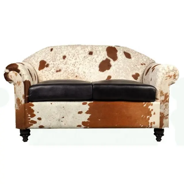 New American Design Vintage Cow Hide Leather Couch Modern Sofas, love seat sofas