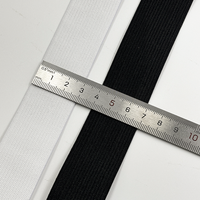 Bande élastique tricotée en polyester personnalisée, noire et blanche, pour la production de ceintures de vêtements
