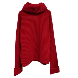 Odoodem Women Clothes Daily Crew Neck Long Sleeve Loose Leisure Knit Pullover Sweater With Circle Loop Scarf