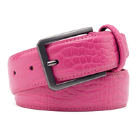 Ceinture en cuir véritable 100% - Ceinture en cuir de vache gaufré crocodile jaune avec boucle rectangulaire - Style décontracté - Ceinture durable pour homme