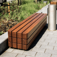 Banc de patio carré en bois massif à prix de gros, assise finie, structure métallique durable - Banc long personnalisé pour jardin, repas en plein air