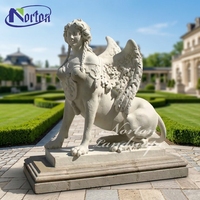 Statue en marbre blanc sculptée à la main, taille réelle, décoration extérieure pour maison, jardin, villa, parc, sculpture de Sphinx en pierre égyptienne