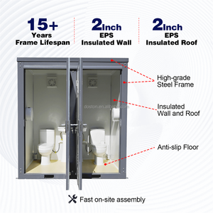 Toilettes portables écologiques durables à double cabine modernes, unité préfabriquée mobile pour les événements en plein air, les chantiers de construction, les espaces <span class=keywords><strong>publics</strong></span> - Product Image 3