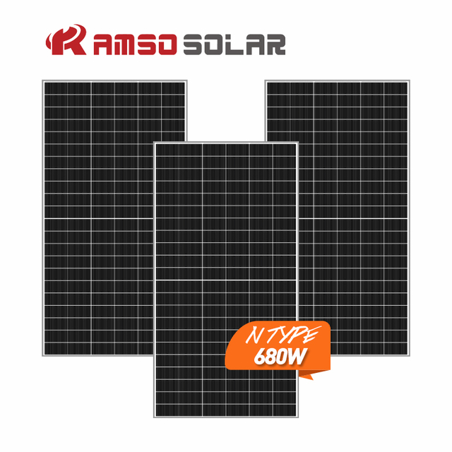 AMSO 2024 Hot Selling Good Price Topcon Solar Panel 680W Cost-Effective Residential Use N-type Solar Panels