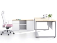 Ensemble de bureau et chaise modulaires en bois en forme de L, avec pieds en métal, pour la maison ou le bureau