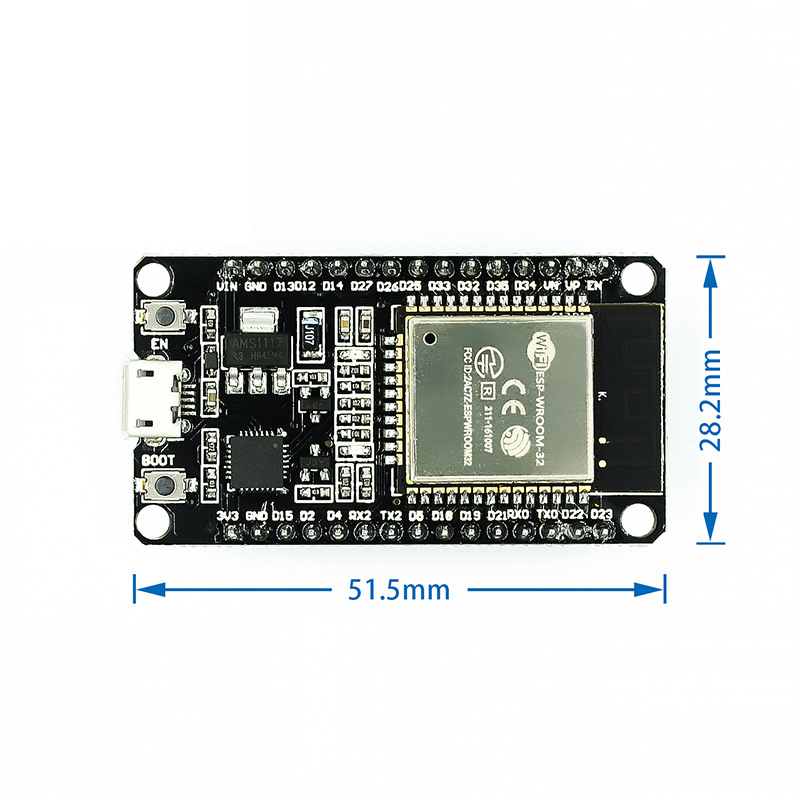 ESP-WROOM-32 U.FL 2.4GHz Development Board with WiFi and Bluetooth