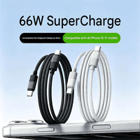 Kabel Pengisian Daya Tipe-C ke C Nylon Kepang Grosir (Pengisian Cepat PD 66W) Kecepatan Transfer Data 480Mbps untuk Komputer dan Perangkat IOS