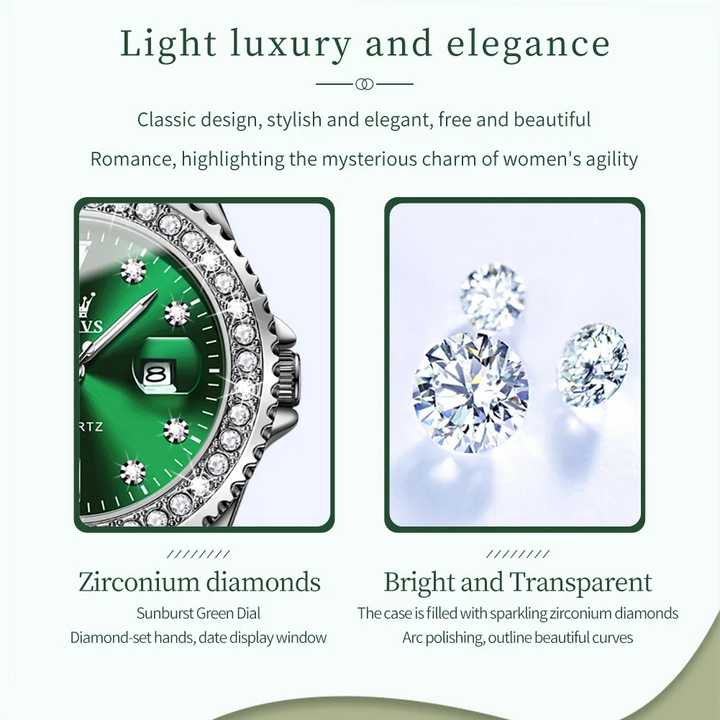 OLEVS 9945 Original Diamond Dial Quartz Watch for Women Fashion Elegant Ladies Stainless Steel Waterproof Ladies Wrist Watches