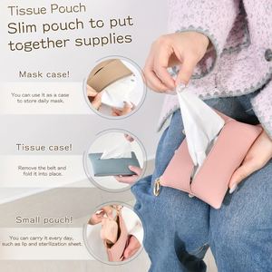 Mini Pocket <b>Tissue</b> Holder Reusable Zippered <b>Tissue</b> Bag Sleeve Portable PU Leather <b>Paper</b> Towel Wallet Makeup Pouch - Product Image 4