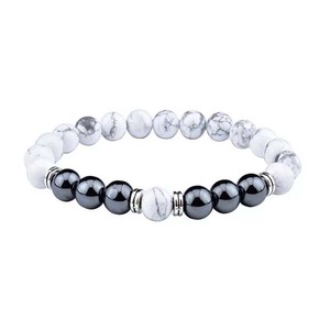 Usine En Gros <span class=keywords><strong>Europe</strong></span> et Amérique 8MM Howlite Tiger Eyes Image <span class=keywords><strong>Carte</strong></span> Pierre Noir Hématite Bracelets pour Femmes Hommes - Product Image 5