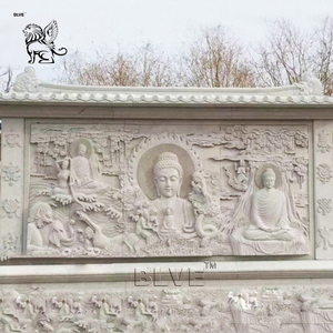BLVE gran porche interior tallado a mano arte religioso moderno pared 3D estatua <span class=keywords><strong>de</strong></span> mármol blanco Buda piedra relieve escultura decoración del hogar - Product Image 4
