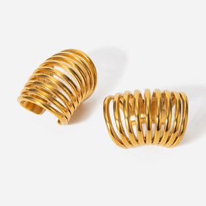 <b>Clip</b>-on Earrings Gold <b>Spring</b> Shape Geometric Design Party Jewelry - Product Image 1