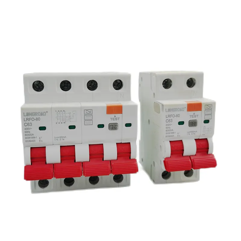1P+N 2P 3P+N 4P B Type RCBO 6A 10A 16A 25A 32A 40A 50A 63A 80A residual current circuit breaker with overcurrent protection