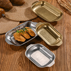 Bandeja de Servir Retro de Acero Inoxidable con Doble Asa para Aperitivos, Barbacoa, Filetes, Platos Fríos y Pollo Frito - Product Image 3