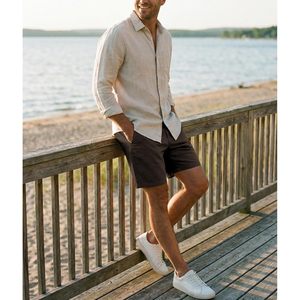 FOXA Short chino classique pour homme, 7 pouces, en sergé de coton, décontracté, avec poches, taille extensible, été - Product Image 3