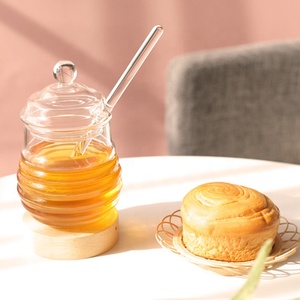 Sáng Tạo Dễ Thương Tổ Ong Mật Ong Jar Hộ Gia Đình Rõ Ràng Glass Bee Jar Với Nắp Cao Borosilicate Thủy Tinh Khuấy Stick Mật Ong Container - Product Image 3