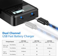 NW-F970 Pengisi Daya Cepat USB Ganda 2 Paket Baterai Li-Ion 9V Isi Ulang untuk F960/F950/F770/F750/F570/F550 6600mAh Baterai Pengganti