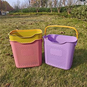 Cesto de Ropa de Plástico Rectangular, Organizador de Ropa Portátil para Uso Doméstico - Product Image 2