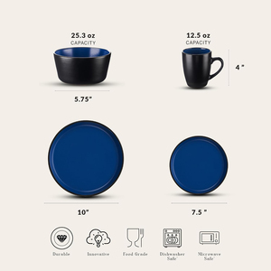 Assiette ronde en mélamine bleue, design minimaliste, passe au lave-vaisselle, usage quotidien - Product Image 2
