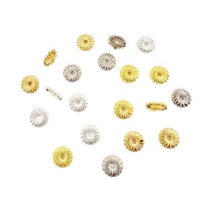 Lisheng Jewelry Gold Color Sunflower <b>Spacer</b> Bead Flower Shape DIY Jewelry Accessories 18K Plated Flat Bead For Handmade Jewelry - Product Image 3