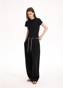 Erkekler ve kadınlar için rahat, rahat, havadar, gevşek uydurma, dökümlü örgü düz bacak kavisli <span class=keywords><strong>Sweatpants</strong></span>. - Product Image 3