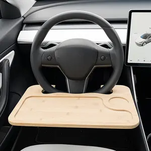 Bandeja de bambu portátil para carro, mesa com design mais recente, mesa para volante, mesa para volante de carro