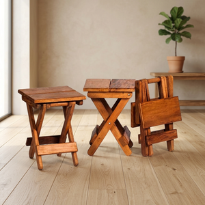 Modern Durable Lightweight Bamboo <b>Folding</b> <b>Table</b> Weather Resistant Stackable Outdoor Use Apartment Bedroom Living Room Entry - Product Image 1