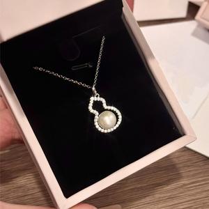 Collar con Colgante de Jade Natural de Hielo Blanco Estilo Chino Nuevo, Plata de Ley S925, Jade de Alta Calidad con Cadena para Clavícula - Product Image 1