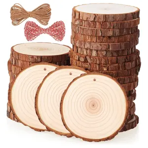 Círculos de madera preperforados sin terminar personalizados de 4 pulgadas, rebanadas de árbol, rebanadas de madera Natural con agujero para manualidades DIY, adornos de Navidad