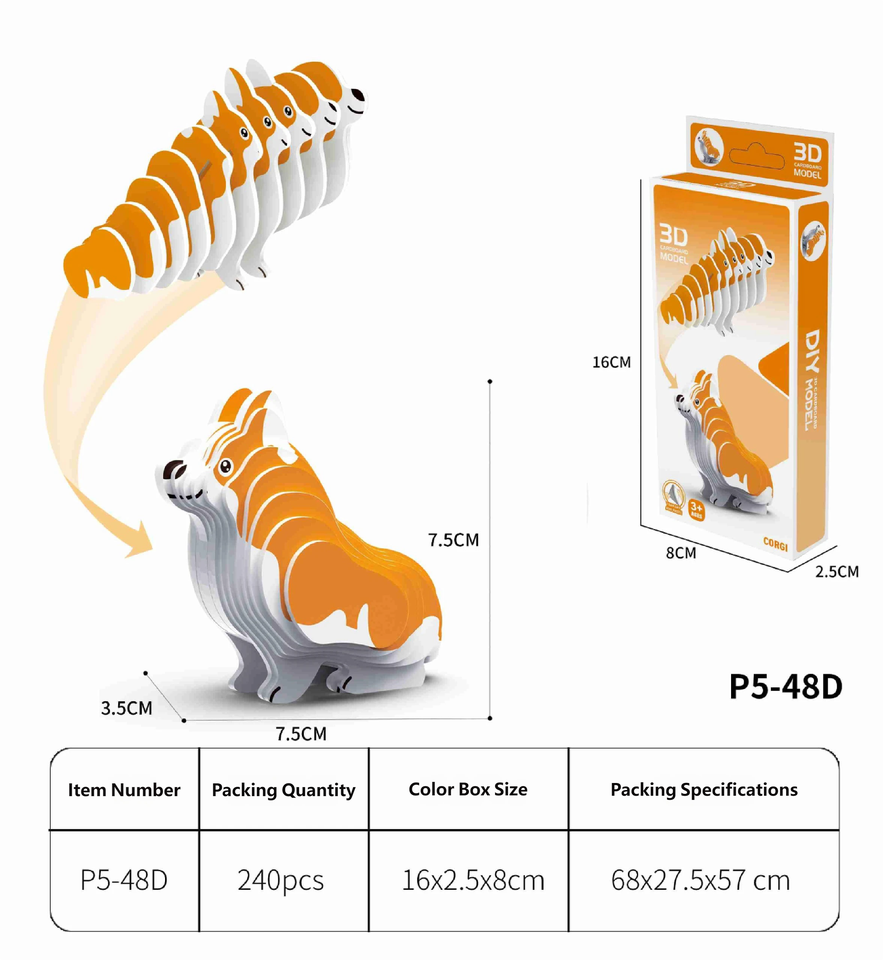 Children's Educational 3D Animal Puzzle Set - DIY Handmade Paper Animal ...